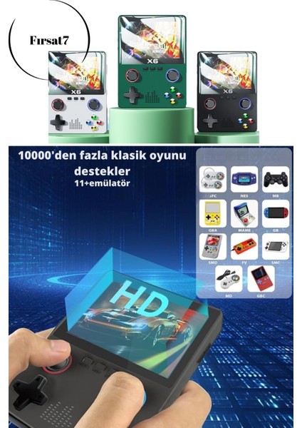 Yetişkinler Çocuklar Için X6 El Oyun Oyuncusu 2000MAH Mini Oyun Konsolu +1000 Oyun Fifa Mario Vb fırsatları