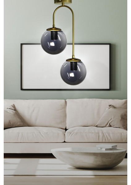 Otal - Eskitme - 2'li Modern Avize Füme Cam - Oturma Odası - Salon - Yatak Odası - Mutfak