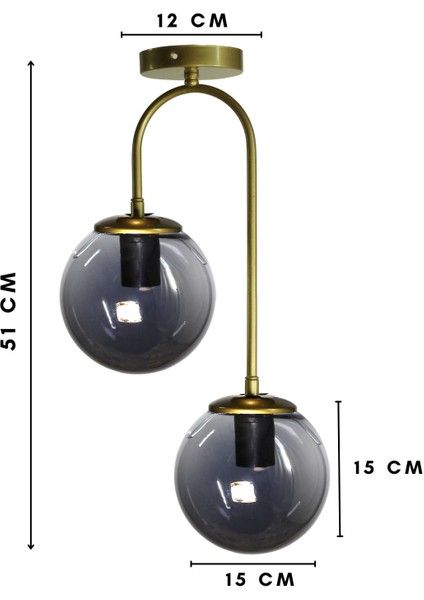 Otal - Eskitme - 2'li Modern Avize Füme Cam - Oturma Odası - Salon - Yatak Odası - Mutfak modelleri