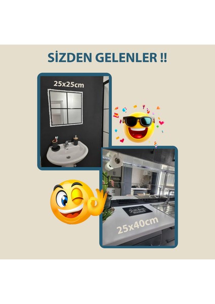 Şişecam- Kare Boy Ayna- 4 Parça- 20X20 cm - El Kesmeyen Kenarlar - Çift Taraflı Bantlı modelleri