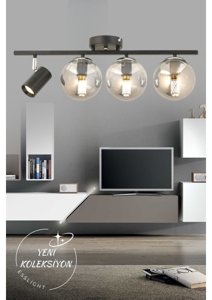 Alen 4 Lü Spotlu (Füme Camlı) Salon Yemek Masası Üstü Hol Yatak Odası Avize