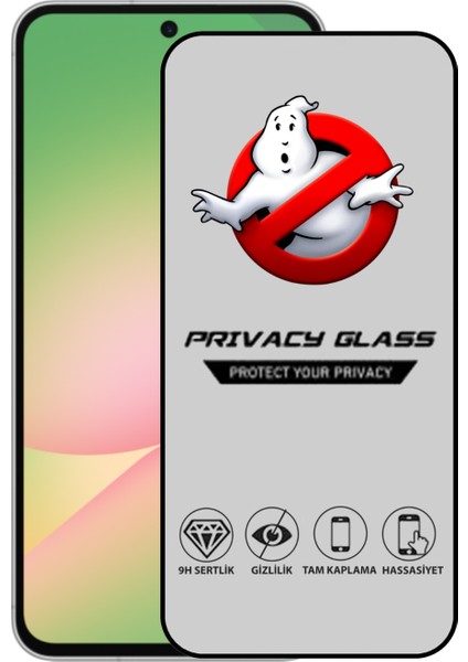 Samsung Galaxy A56 ile Uyumlu Tam Kaplayan Privacy Hayalet Temperli Ekran Koruycu Cam