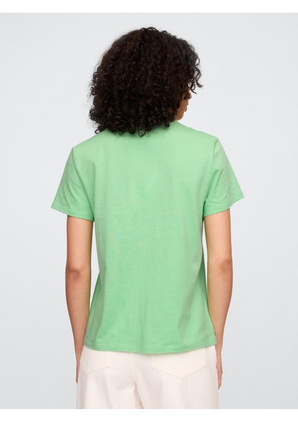 Kadın Yeşil Bisiklet Yaka T-Shirt indirimleri