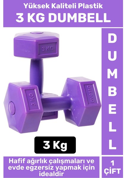 Premium Yüksek Li Plastik Egzersiz Pilates Isınma Ev Hafif Ağırlık Antrenman 2 X 3 Kg Dambıl