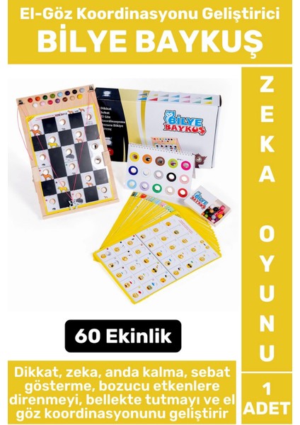 Premium Eğlenceli Görsel Algı Dikkat Zeka Hafıza El-Göz Koordinasyonu Geliştirici Oyun Bilye Baykuş