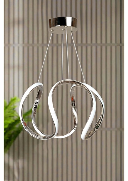Deluxe Model Krom Kaplama Metal Salon Mutfak Oturma Yatak Odası Modern LED Sarkıt Avize Beyaz Işık