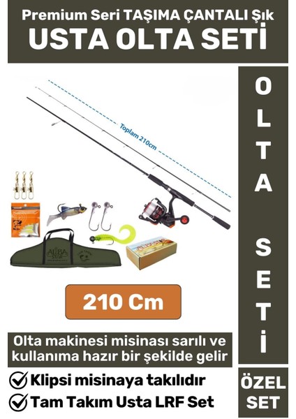 Premium Kullanıma Hazır Şık Taşıma Çantası Hediyeli Balıkçı Hobi Tam Takım Usta Lrf Olta Seti 210 Cm