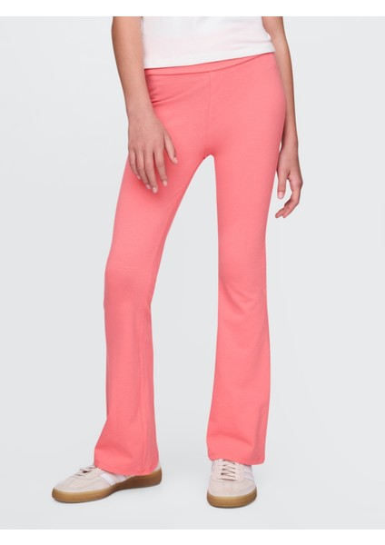 Kız Çocuk Pembe Flare Legging Tayt