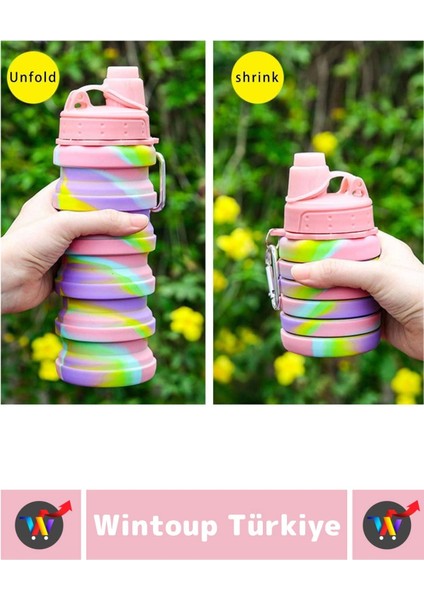 Premium Portatif Bpa Free Şık Kamp Spor Seyahat Silikon Katlanabilir Suluk 500 ml modelleri