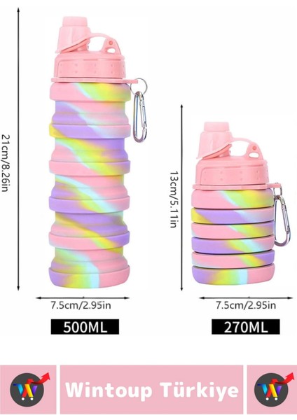 Premium Portatif Bpa Free Şık Kamp Spor Seyahat Silikon Katlanabilir Suluk 500 ml fırsatları