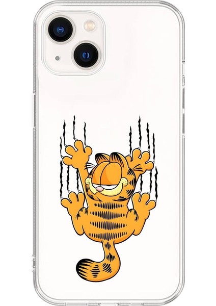 iPhone 15 Plus Uyumlu Şeffaf Kılıf Cartoon Garfield 4 Tasarımlı