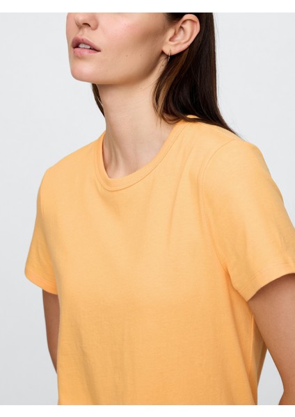 Kadın Turuncu Bisiklet Yaka T-Shirt modelleri