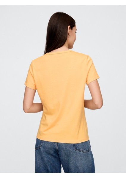 Kadın Turuncu Bisiklet Yaka T-Shirt indirimleri