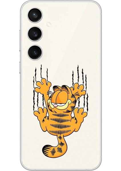 Samsung Galaxy S23 Uyumlu Şeffaf Kılıf Cartoon Garfield 4 Tasarımlı