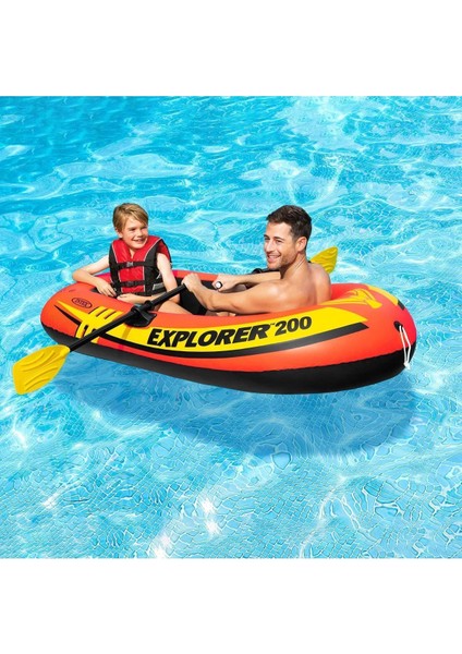 Kürekli Binici Bot Seti - Kürekli Şişme Bot Set-Havuz ve Deniz Binici Bot Explorer 200-185X94X41 cm
