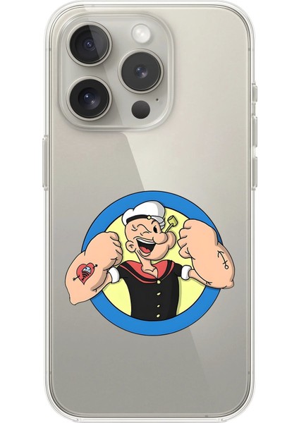 iPhone 15 Pro Max Uyumlu Şeffaf Kılıf Cartoon Popeye 12 Tasarımlı