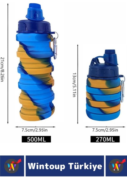 Premium Portatif Bpa Free Şık Kamp Spor Seyahat Silikon Katlanabilir Suluk 500 ml modelleri