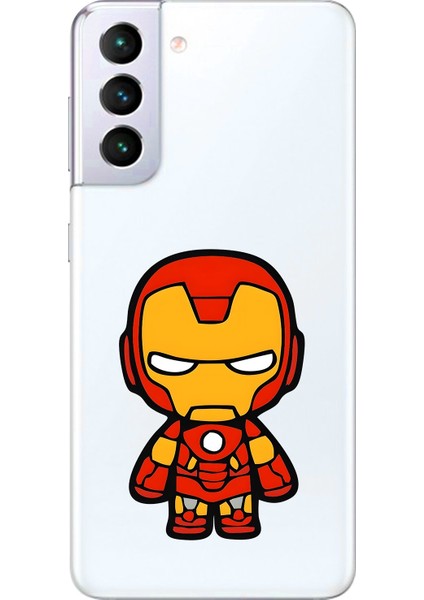 Samsung Galaxy S21+ Uyumlu Şeffaf Kılıf Chibi Iron-Man 2 Tasarımlı