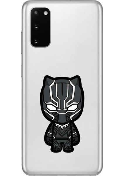 Samsung Galaxy S20 Uyumlu Şeffaf Kılıf Chibi Black Panther 6 Tasarımlı