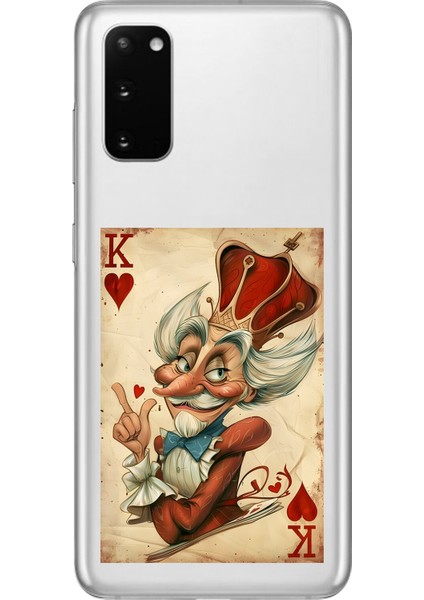 Samsung Galaxy S20+ Uyumlu Şeffaf Kılıf Kartlar King 4 Tasarımlı