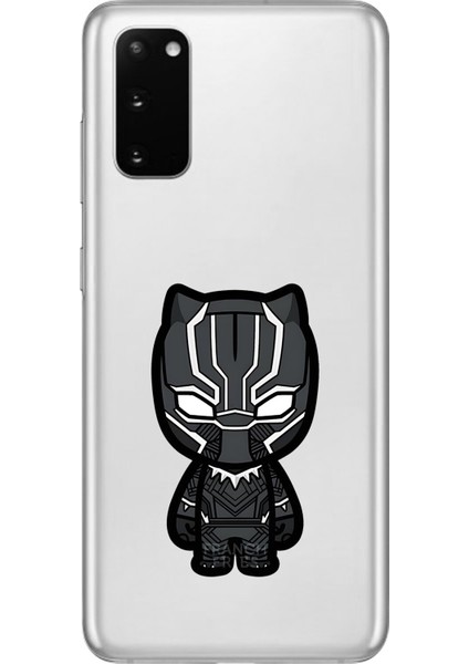 Samsung Galaxy S20+ Uyumlu Şeffaf Kılıf Chibi Black Panther 6 Tasarımlı