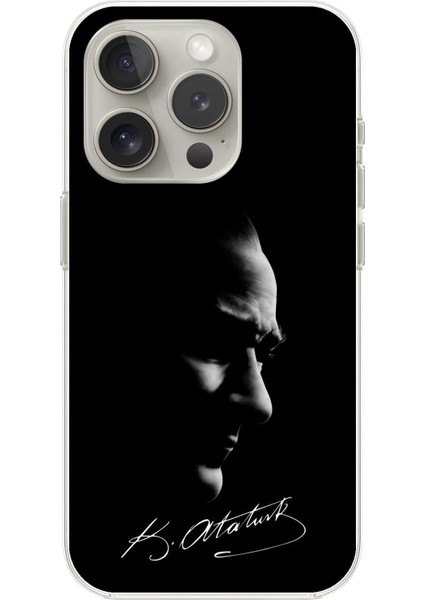 iPhone 15 Pro Max Uyumlu Şeffaf Kılıf Atatürk 1 Tasarımlı