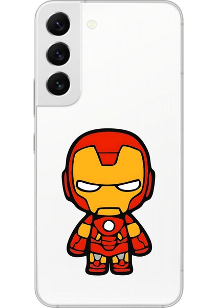 Samsung Galaxy S22 Uyumlu Şeffaf Kılıf Chibi Iron-Man 2 Tasarımlı