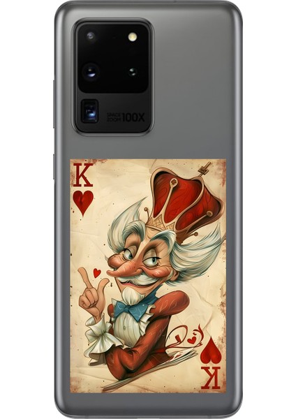 Samsung Galaxy S20 Ultra Uyumlu Şeffaf Kılıf Kartlar King 4 Tasarımlı