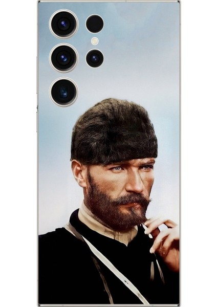 Samsung Galaxy S23 Ultra Uyumlu Şeffaf Kılıf Atatürk 2 Tasarımlı