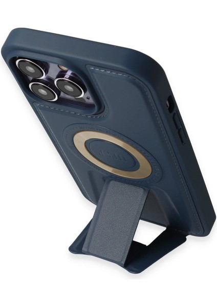 Apple iPhone 14 Pro Kılıf Merkür Magneticsafe Standlı Kapak - Lacivert Gnzrz