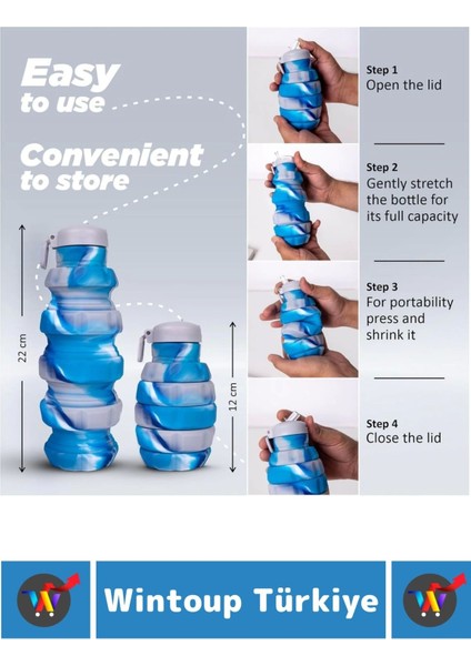 Premium Portatif Bpa Free Şık Kamp Spor Seyahat Silikon Katlanabilir El Bombası Suluk 500 ml modelleri