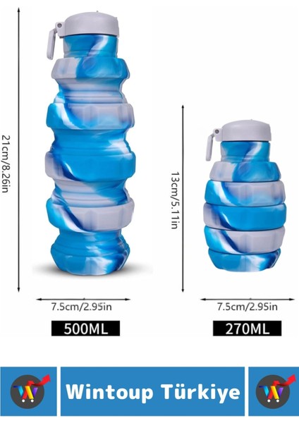 Premium Portatif Bpa Free Şık Kamp Spor Seyahat Silikon Katlanabilir El Bombası Suluk 500 ml fırsatları