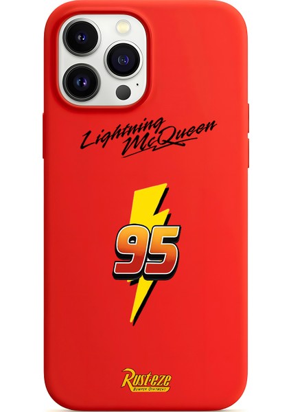 iPhone 15 Pro Max ile Uyumlu Kırmızı Lansman Kılıf Mcqueen Tasarımlı