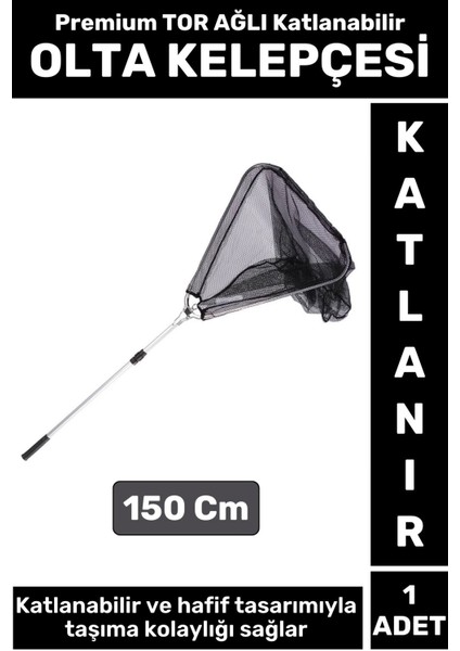 Premium Profesyonel Hobi Kıyı Av Balıkçı Tor Ağlı Katlanabilir Olta Kelepçesi 150 cm