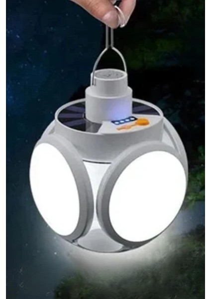 Bakgelal Katlanabilir Güneş Enerjili Kamp Lambası | Solar Şarjlı 5 Panel LED Işıklı 3 Mod | Askılı ve Taşınabilir Aydınlatma Çözümü Kamp Feneri