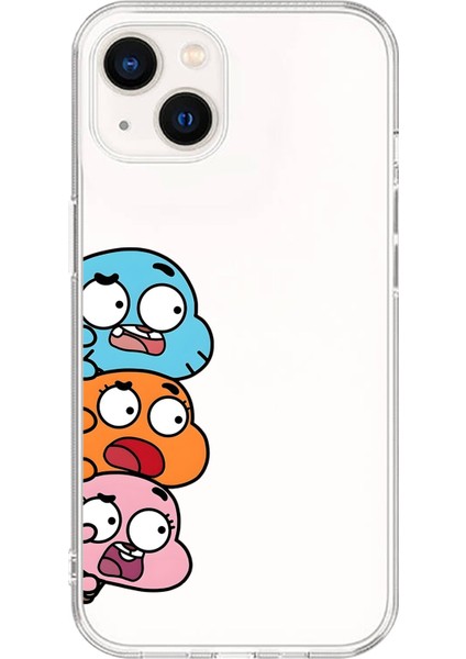 iPhone 13 Uyumlu Şeffaf Kılıf Cartoon Gumball 6 Tasarımlı