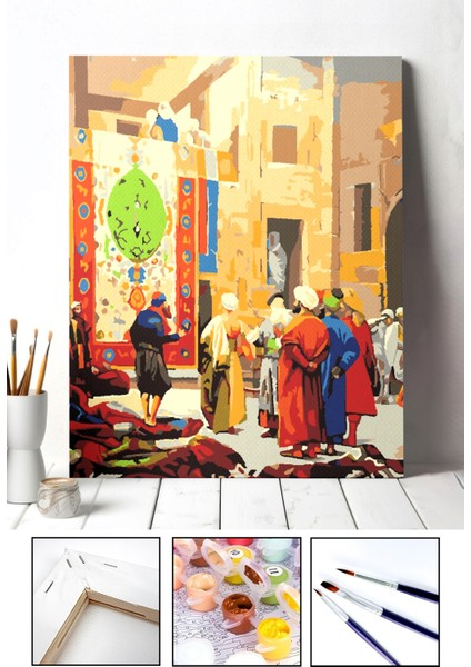 Sayılarla Boyama Seti - Halı Tüccarı | Tuval Şasesine Gerili 40X50 Ölçü| Fırça ve Akrilik Boya Dahil