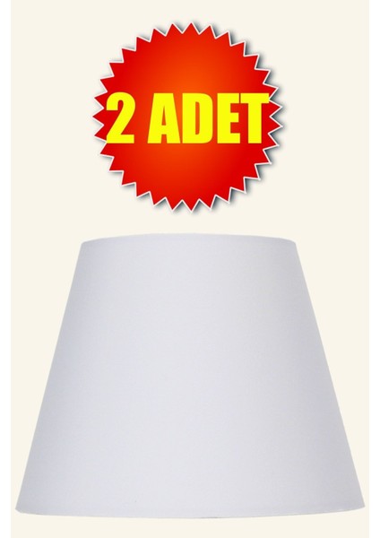 Beyaz Konik Lambader Başlığı 2 Adet Kumaş Çap 35 cm AB869