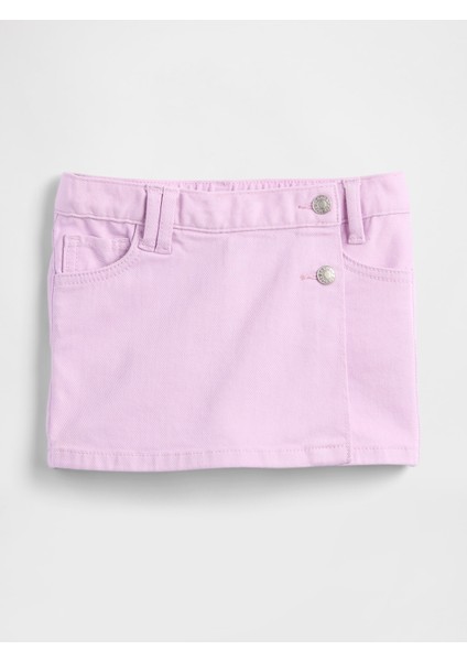 Kız Bebek Pembe Denim Şort Etek