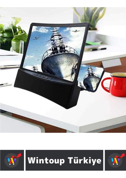 Premium Kompakt Bluetoothlu Hoparlörlü Ekran Büyütme Cep Telefonu Stand Ekran GENIŞLETICI10 Inch