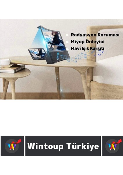 Premium Kompakt Bluetoothlu Hoparlörlü Ekran Büyütme Cep Telefonu Stand Ekran GENIŞLETICI10 Inch