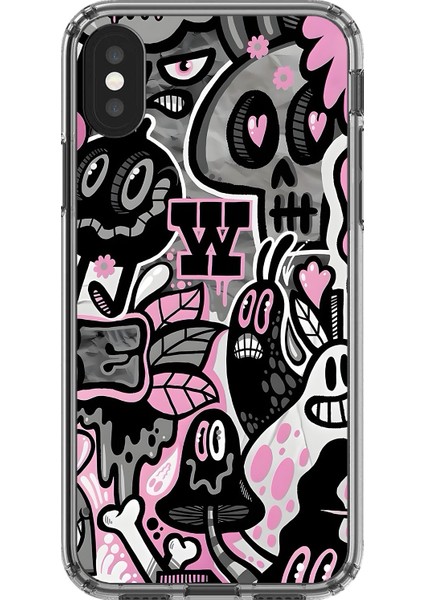 iPhone Xs Uyumlu Şeffaf Kılıf Graffiti 10 Tasarımlı