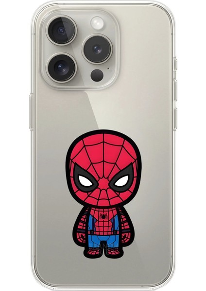 iPhone 16 Pro Uyumlu Şeffaf Kılıf Chibi Spider-Man 7 Tasarımlı