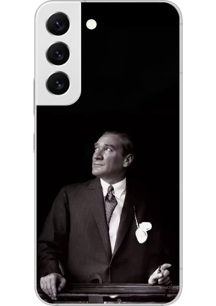 Samsung Galaxy S22 Uyumlu Şeffaf Kılıf Atatürk 3 Tasarımlı