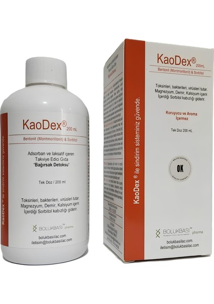 Bölükbaşı Kaodex 200 ml Süspansiyon (Bentonit Kil-Sorbitol Laksati)