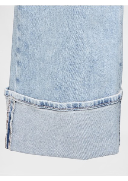 Kadın Mavi High Rise Wide Leg Jean Pantolon fiyatları