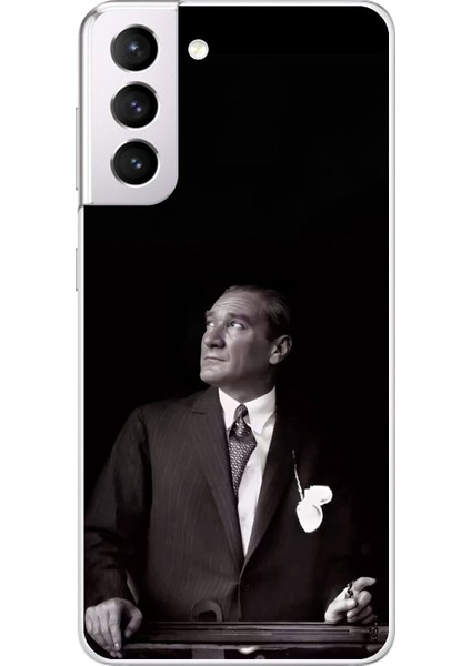 Samsung Galaxy S21 Uyumlu Şeffaf Kılıf Atatürk 3 Tasarımlı