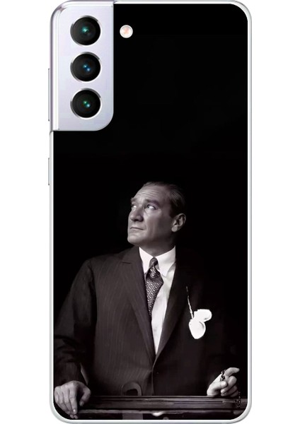 Samsung Galaxy S21+ Uyumlu Şeffaf Kılıf Atatürk 3 Tasarımlı