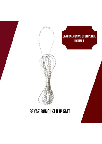Cam Balkon Boncuklu Ip - 10 mt - Stor Perde Boncuklu Ip