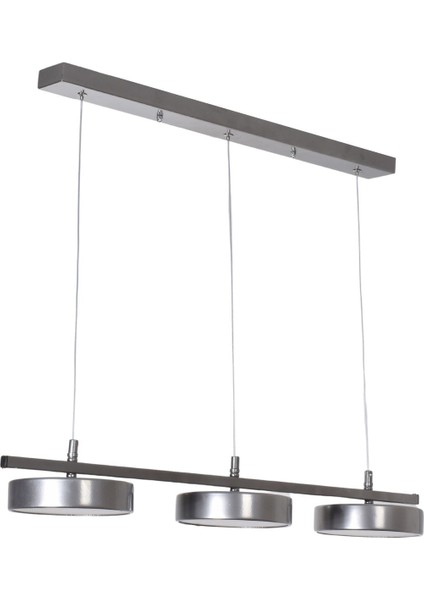 Mayda Modern Salon Yatak Odası Yemek Masası Mutfak Beyaz Işık Ledli Gri Renk 3 Lü LED Avize